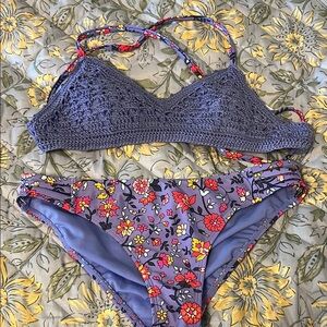 California Waves Floral Crochet Bikini S/M